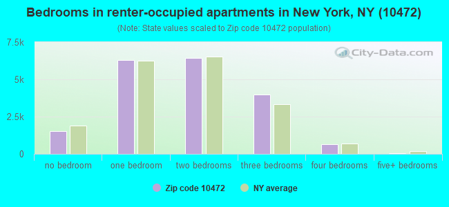 Bedrooms in renter-occupied apartments in New York, NY (10472) 