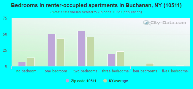 Bedrooms in renter-occupied apartments in Buchanan, NY (10511) 