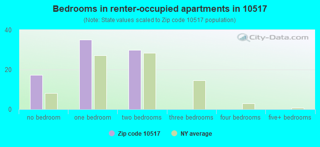 Bedrooms in renter-occupied apartments in 10517 