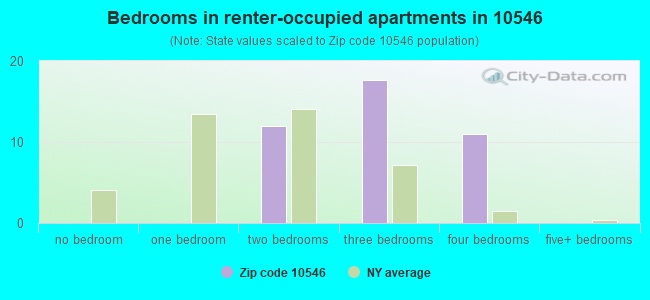 Bedrooms in renter-occupied apartments in 10546 