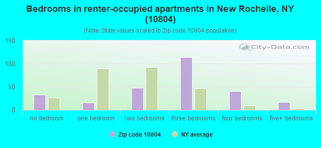 Bedrooms in renter-occupied apartments in New Rochelle, NY (10804) 