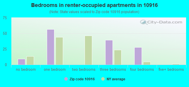 Bedrooms in renter-occupied apartments in 10916 