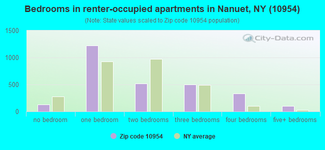 Bedrooms in renter-occupied apartments in Nanuet, NY (10954) 