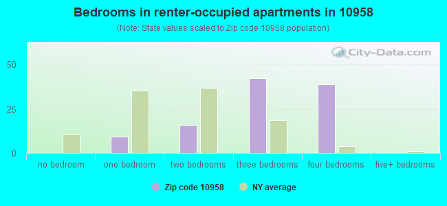 Bedrooms in renter-occupied apartments in 10958 