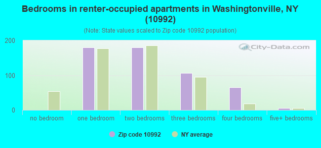 Bedrooms in renter-occupied apartments in Washingtonville, NY (10992) 