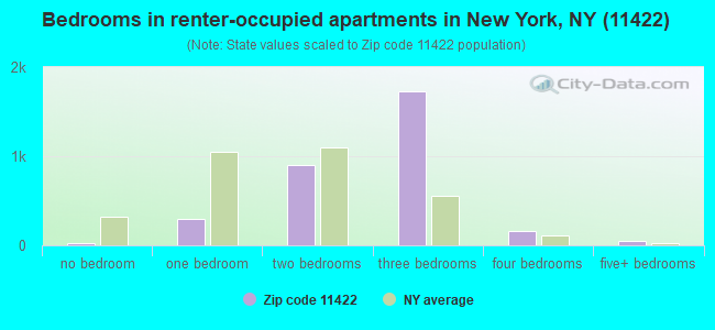 Bedrooms in renter-occupied apartments in New York, NY (11422) 