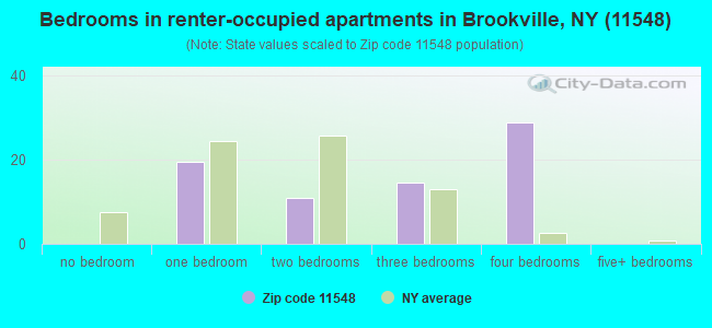 Bedrooms in renter-occupied apartments in Brookville, NY (11548) 