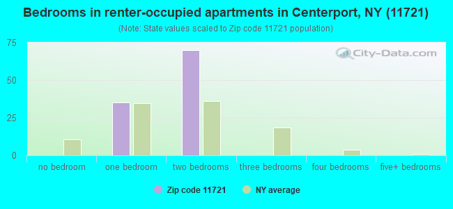 Bedrooms in renter-occupied apartments in Centerport, NY (11721) 