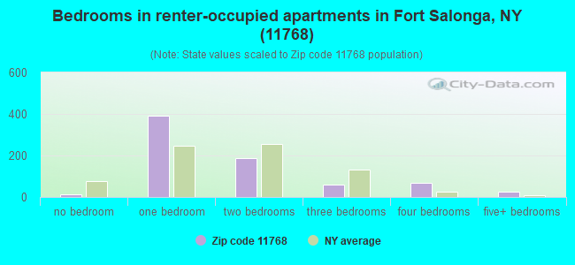 Bedrooms in renter-occupied apartments in Fort Salonga, NY (11768) 