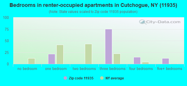 Bedrooms in renter-occupied apartments in Cutchogue, NY (11935) 