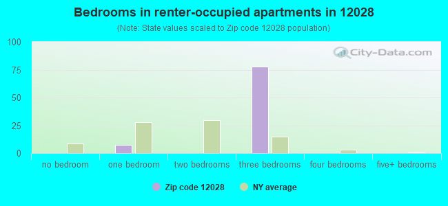 Bedrooms in renter-occupied apartments in 12028 