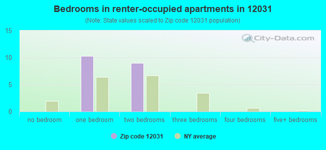 Bedrooms in renter-occupied apartments in 12031 