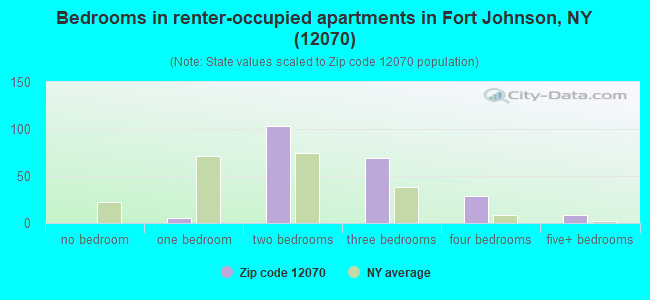 Bedrooms in renter-occupied apartments in Fort Johnson, NY (12070) 