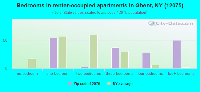 Bedrooms in renter-occupied apartments in Ghent, NY (12075) 