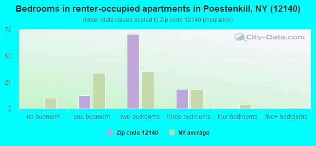 Bedrooms in renter-occupied apartments in Poestenkill, NY (12140) 