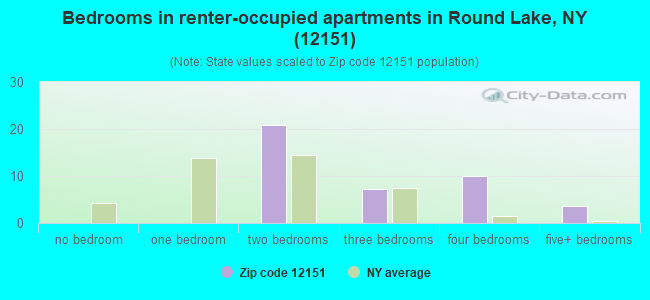 Bedrooms in renter-occupied apartments in Round Lake, NY (12151) 