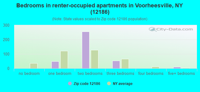 Bedrooms in renter-occupied apartments in Voorheesville, NY (12186) 