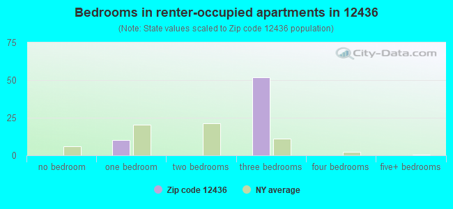 Bedrooms in renter-occupied apartments in 12436 