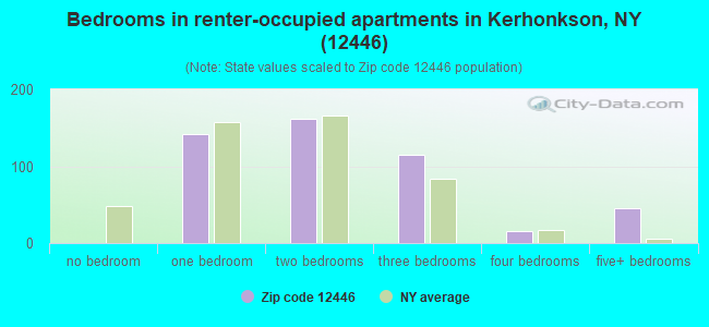Bedrooms in renter-occupied apartments in Kerhonkson, NY (12446) 