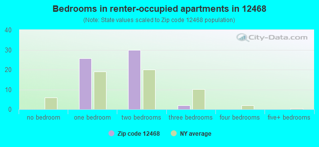 Bedrooms in renter-occupied apartments in 12468 