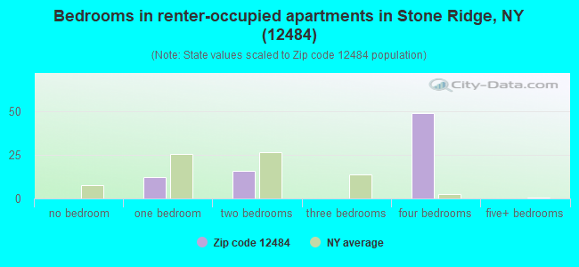 Bedrooms in renter-occupied apartments in Stone Ridge, NY (12484) 