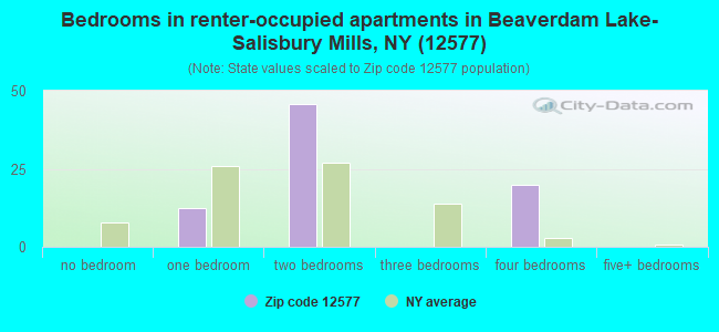 Bedrooms in renter-occupied apartments in Beaverdam Lake-Salisbury Mills, NY (12577) 