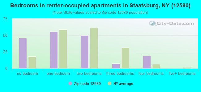 Bedrooms in renter-occupied apartments in Staatsburg, NY (12580) 