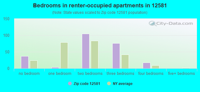 Bedrooms in renter-occupied apartments in 12581 