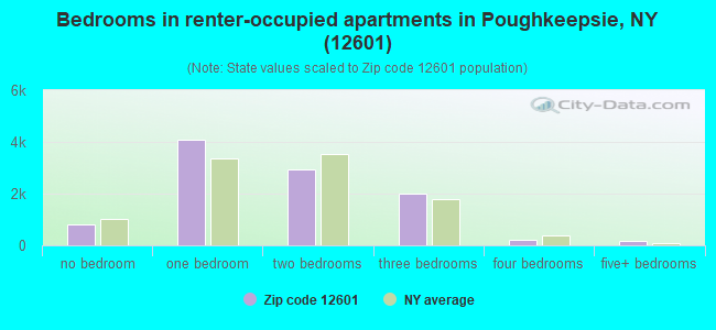 Bedrooms in renter-occupied apartments in Poughkeepsie, NY (12601) 