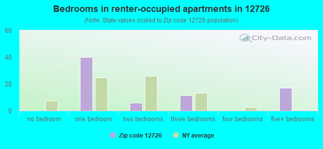 Bedrooms in renter-occupied apartments in 12726 