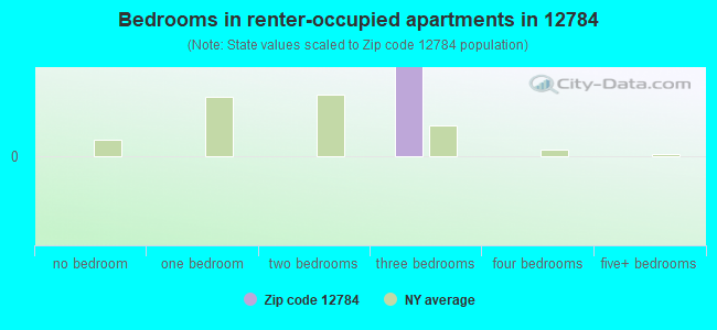 Bedrooms in renter-occupied apartments in 12784 