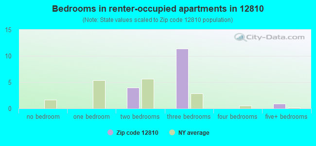 Bedrooms in renter-occupied apartments in 12810 