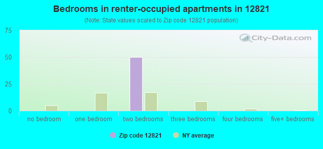 Bedrooms in renter-occupied apartments in 12821 