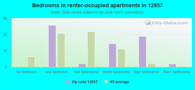 Bedrooms in renter-occupied apartments in 12857 