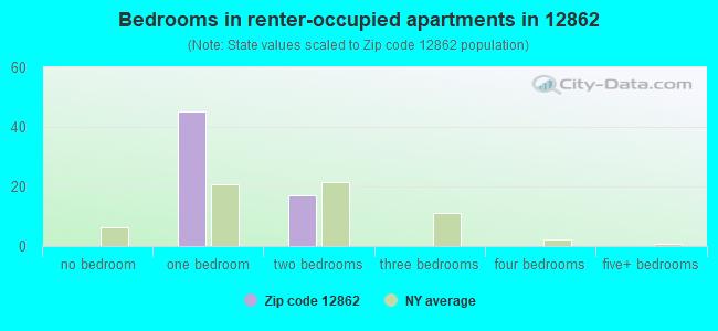 Bedrooms in renter-occupied apartments in 12862 