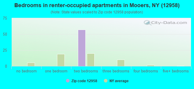 Bedrooms in renter-occupied apartments in Mooers, NY (12958) 