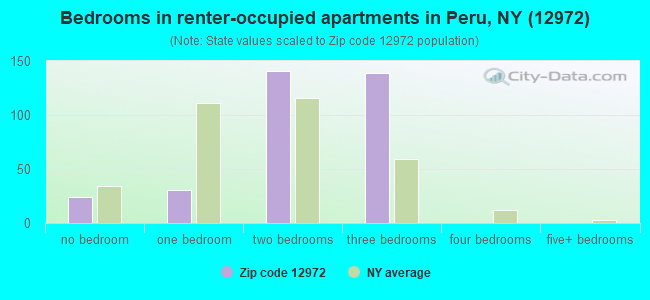 Bedrooms in renter-occupied apartments in Peru, NY (12972) 