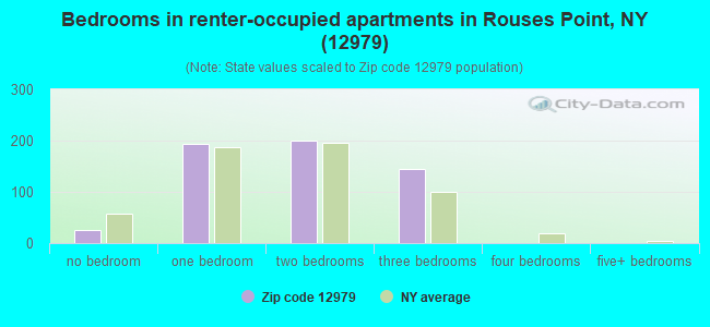 Bedrooms in renter-occupied apartments in Rouses Point, NY (12979) 