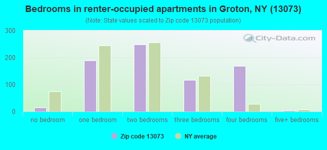 Bedrooms in renter-occupied apartments in Groton, NY (13073) 