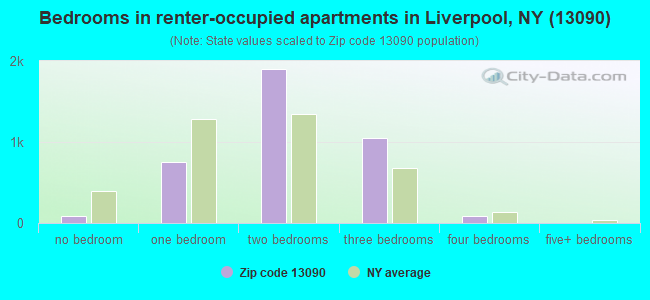 Bedrooms in renter-occupied apartments in Liverpool, NY (13090) 