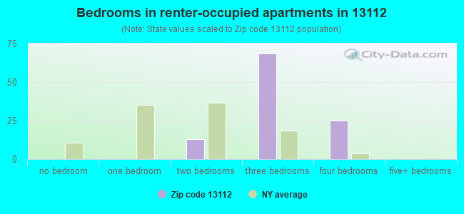 Bedrooms in renter-occupied apartments in 13112 