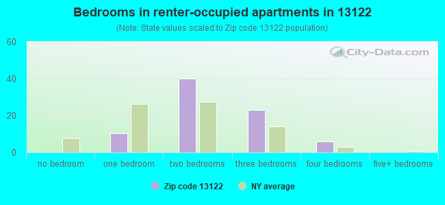 Bedrooms in renter-occupied apartments in 13122 