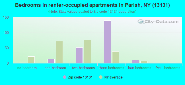 Bedrooms in renter-occupied apartments in Parish, NY (13131) 