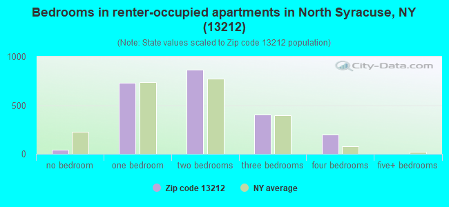 Bedrooms in renter-occupied apartments in North Syracuse, NY (13212) 