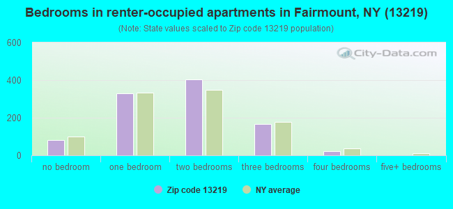 Bedrooms in renter-occupied apartments in Fairmount, NY (13219) 