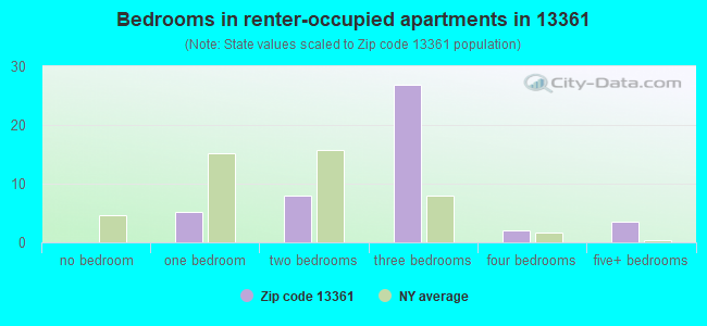 Bedrooms in renter-occupied apartments in 13361 