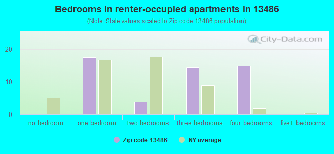 Bedrooms in renter-occupied apartments in 13486 