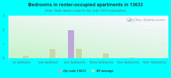 Bedrooms in renter-occupied apartments in 13633 