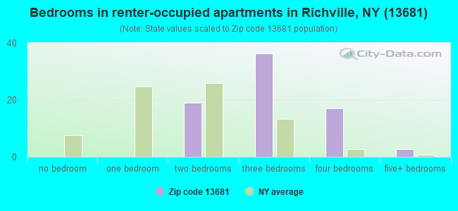 Bedrooms in renter-occupied apartments in Richville, NY (13681) 