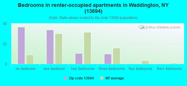 Bedrooms in renter-occupied apartments in Waddington, NY (13694) 